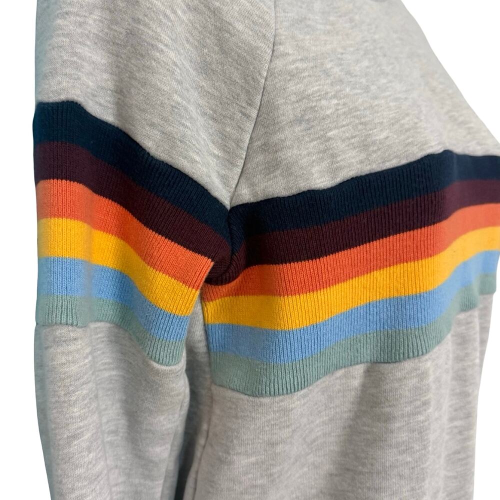 Superdry Grey Vintage Cali Stripe 70s Style Mock Neck Crew Sweatshirt Size 4 - Picture 10 of 11